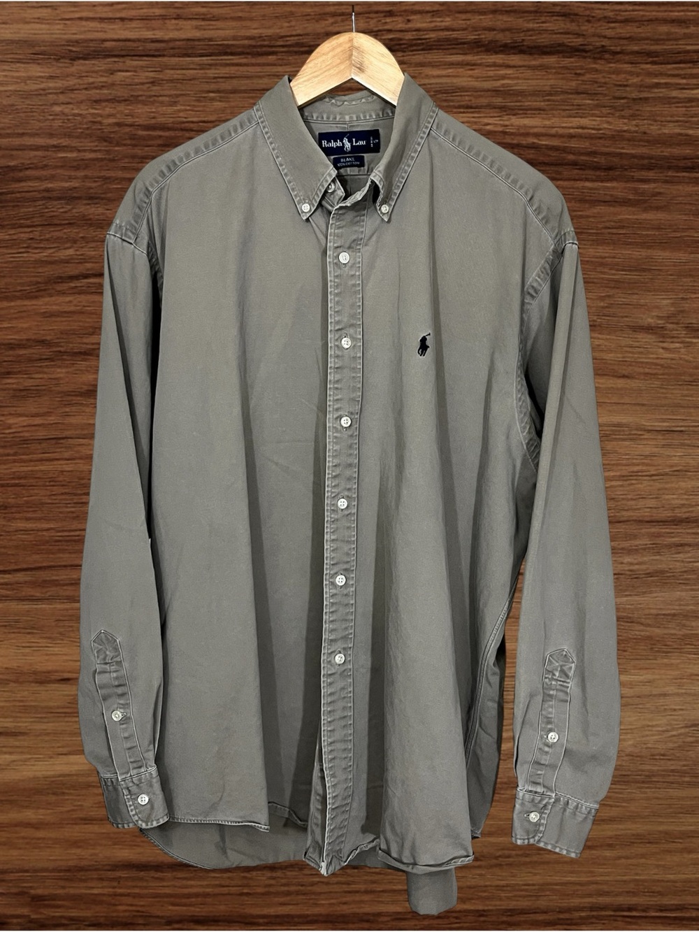 Ralph Lauren Blake Solid Khaki Color Button-Down Shirt. Size XL
